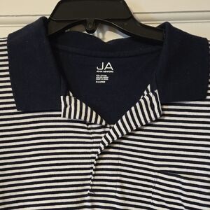 John Ashford Dark Blue and White Striped Polo